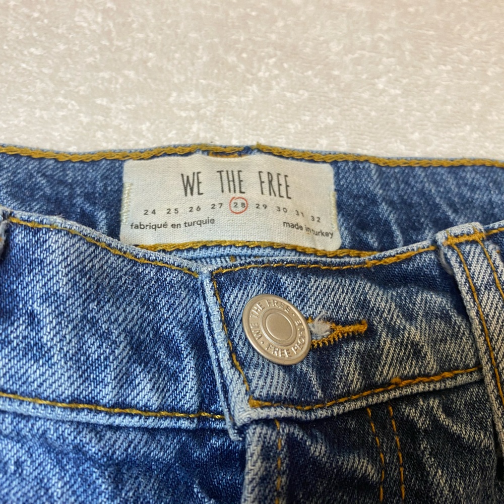 Free People Jeans Women's Size 28 Blue Denim Medium Wash Button Fly Distressed - Picture 5 of 10